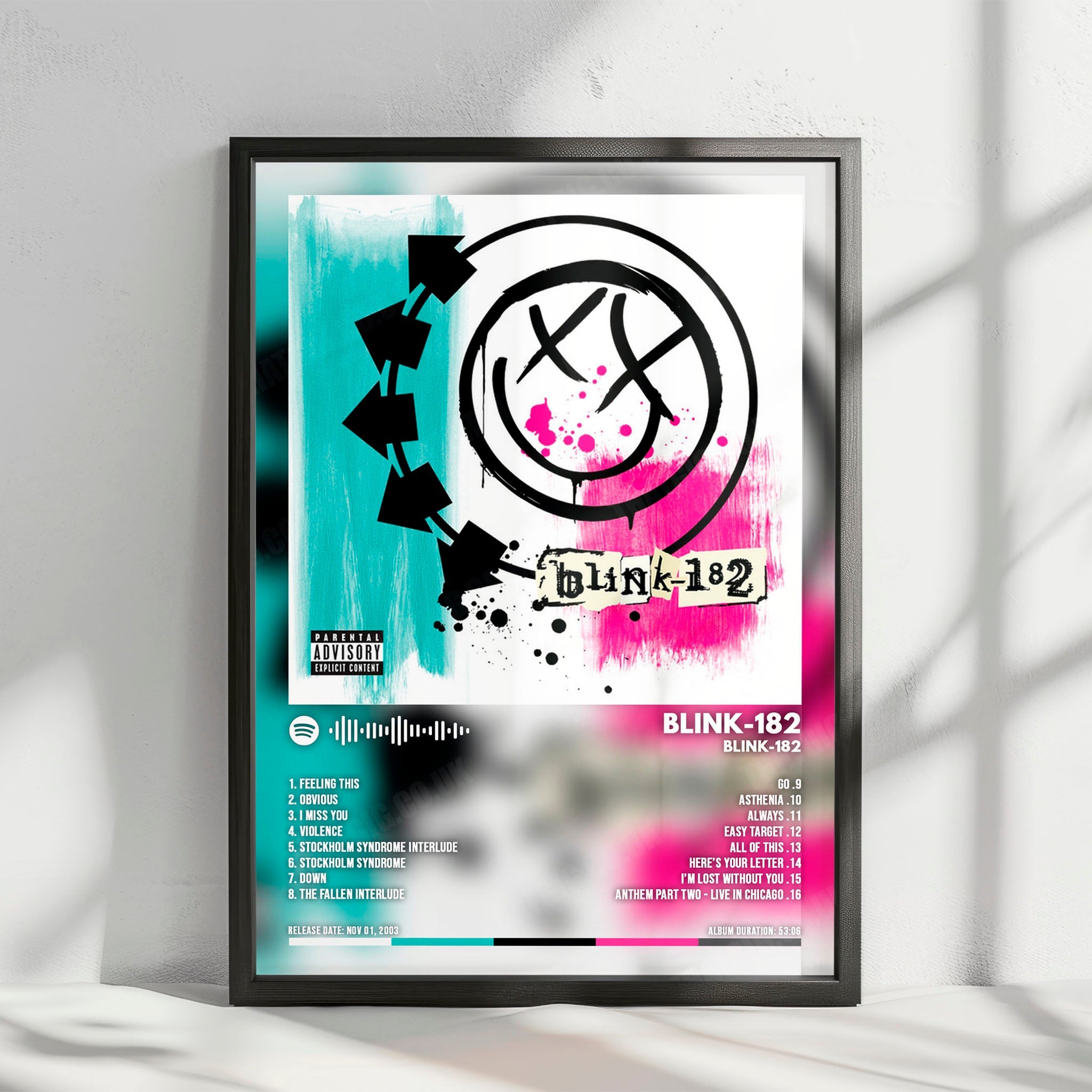 BLINK-182 - "BLINK-182" Cover Poster - with Complete Tracklist
