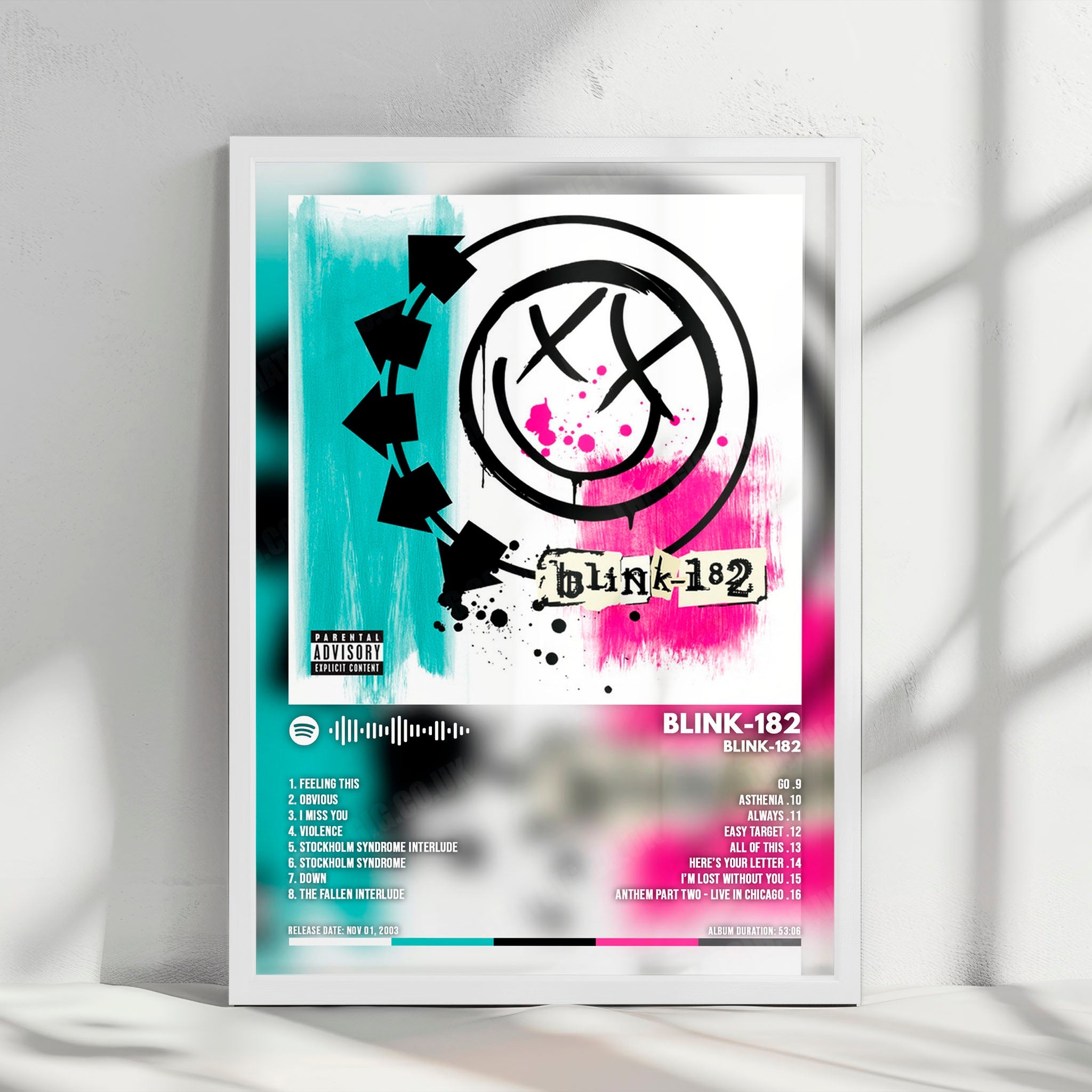 BLINK-182 - "BLINK-182" Cover Poster - with Complete Tracklist