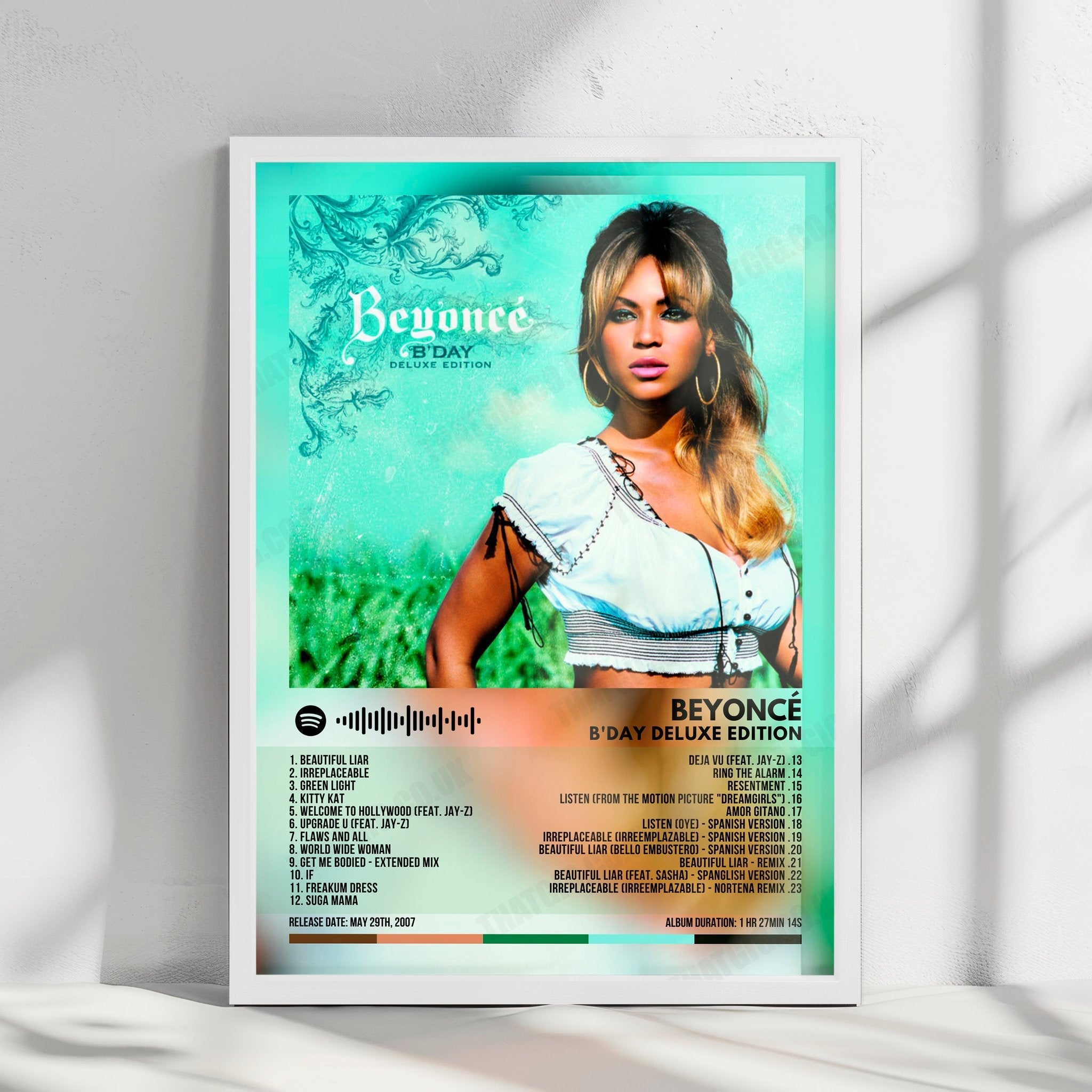 Beyoncé "B'Day (Deluxe)" Album Cover Poster - with Complete Tracklist