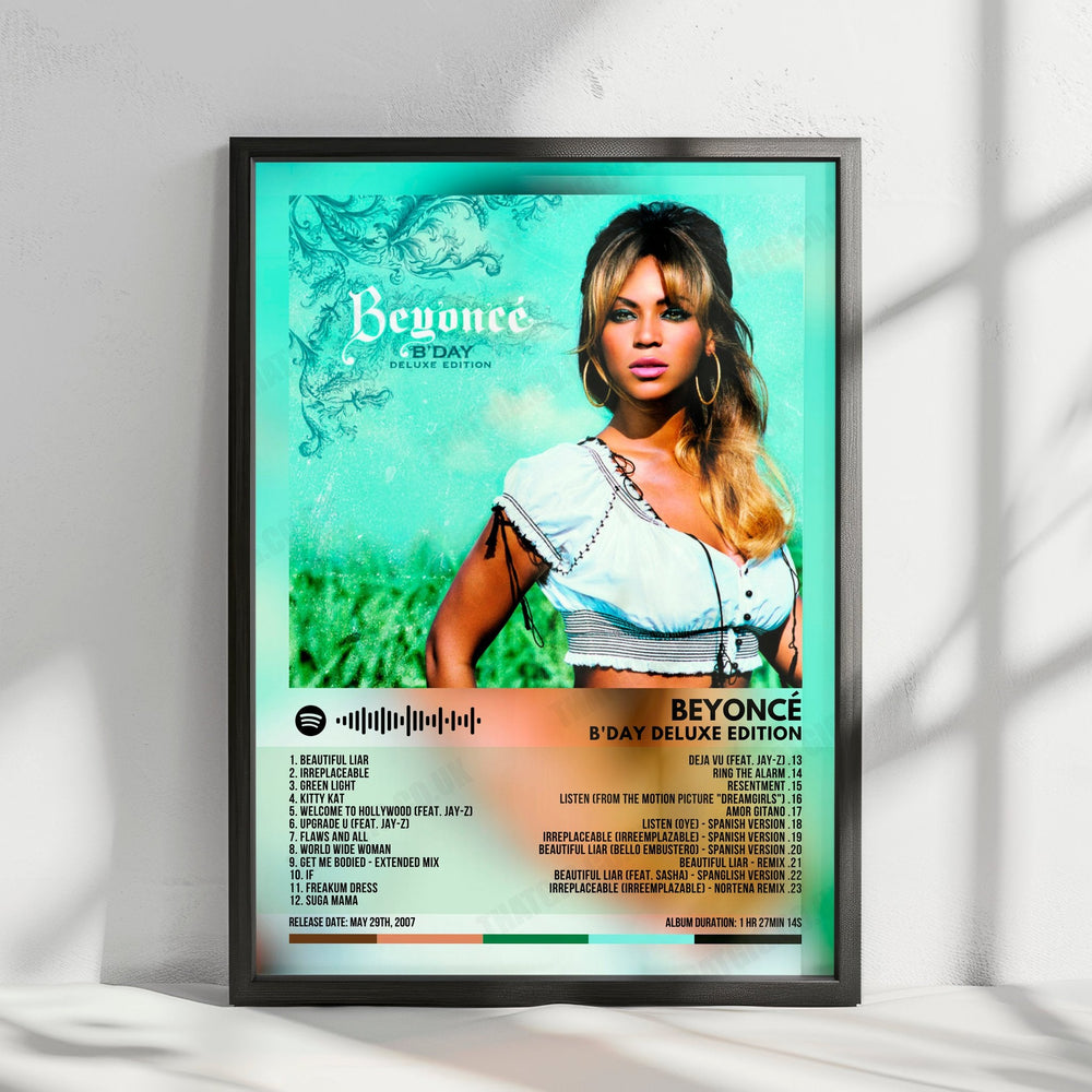 Beyoncé "B'Day (Deluxe)" Album Cover Poster - with Complete Tracklist