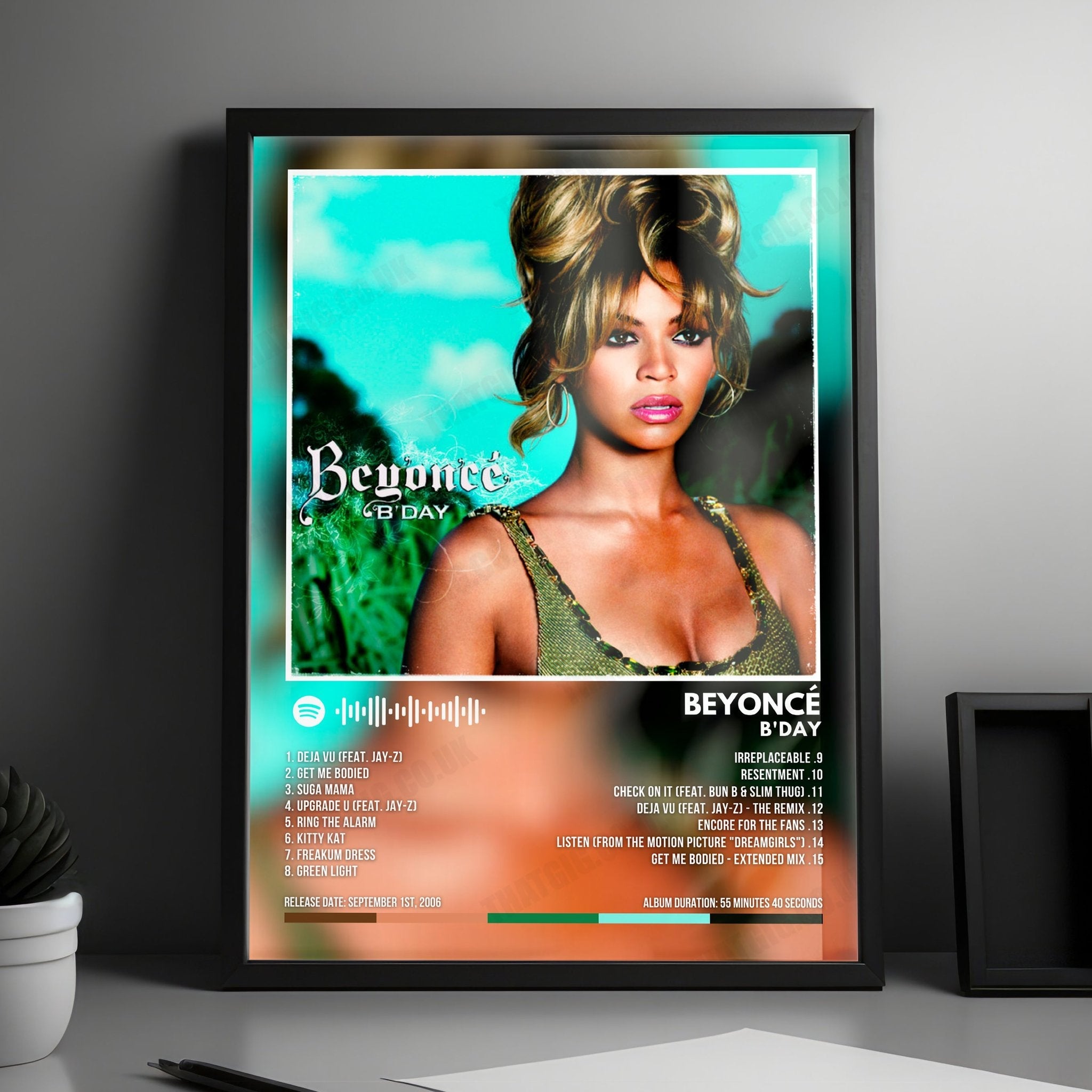 Beyoncé "B'Day" Album Cover Poster - with Complete Tracklist