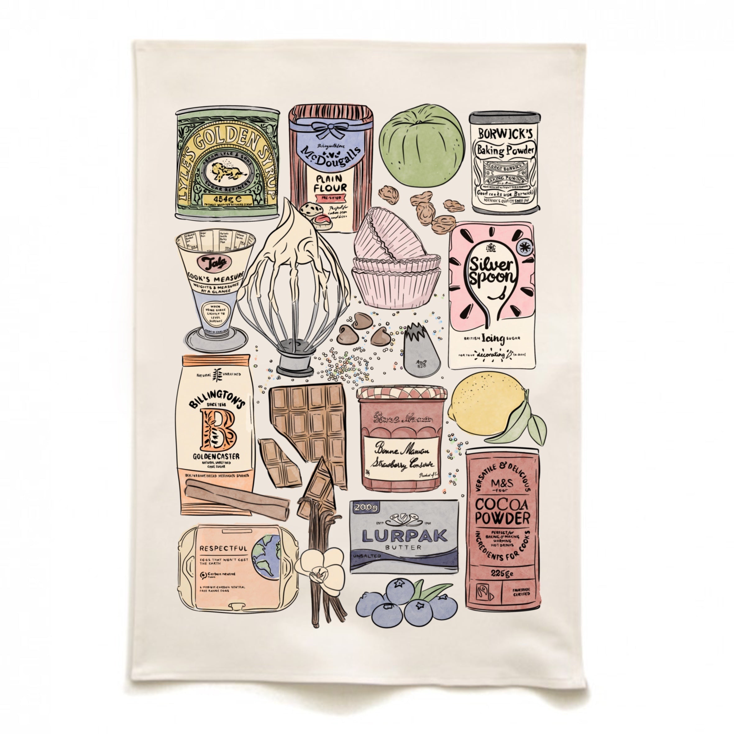 Baking Ingredients Tea Towel