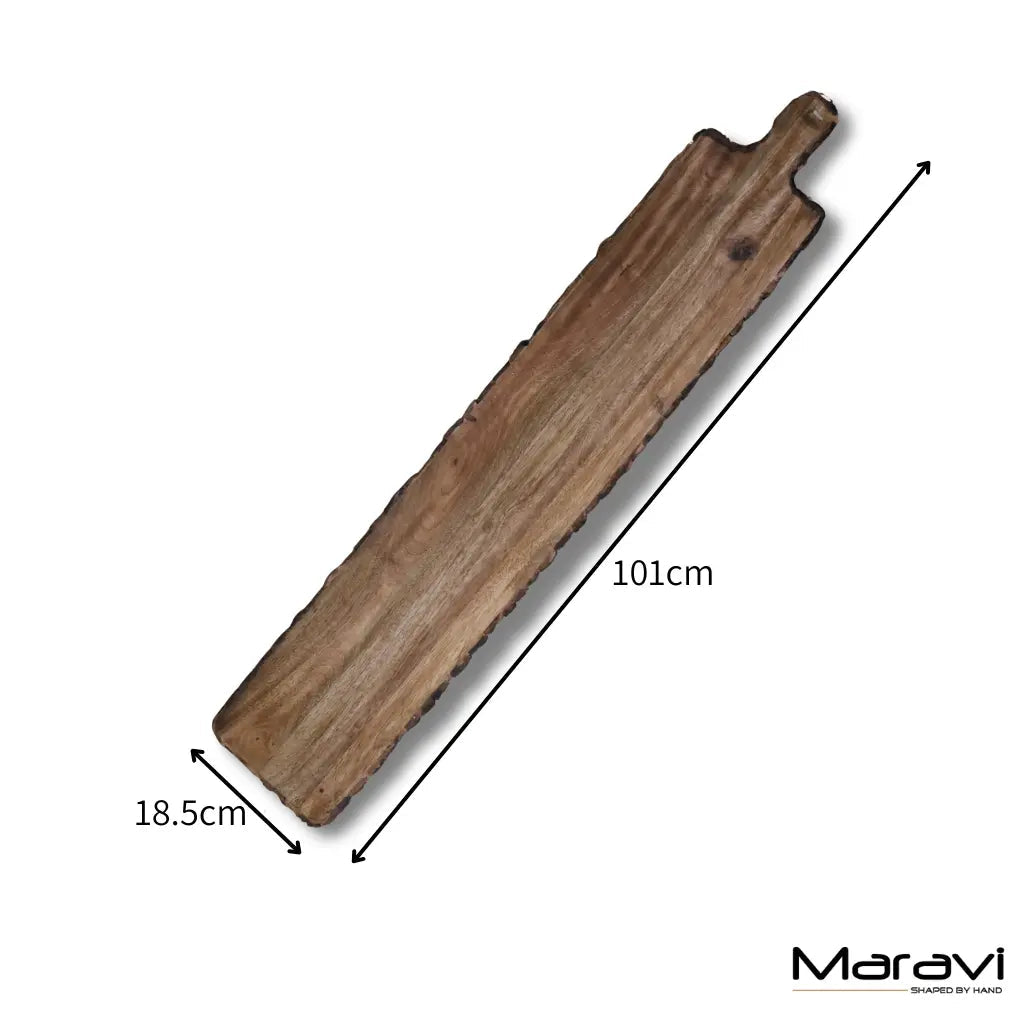 Bhimra Wooden Long Serving Board 101cm Bark Edge
