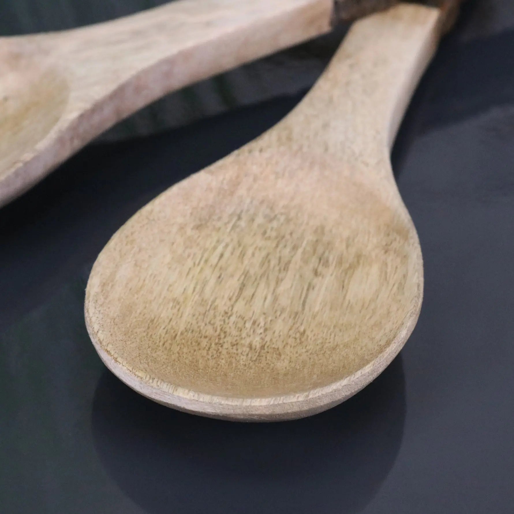 Bhimra Handcrafted Wooden Salad Servers with Bark Handle