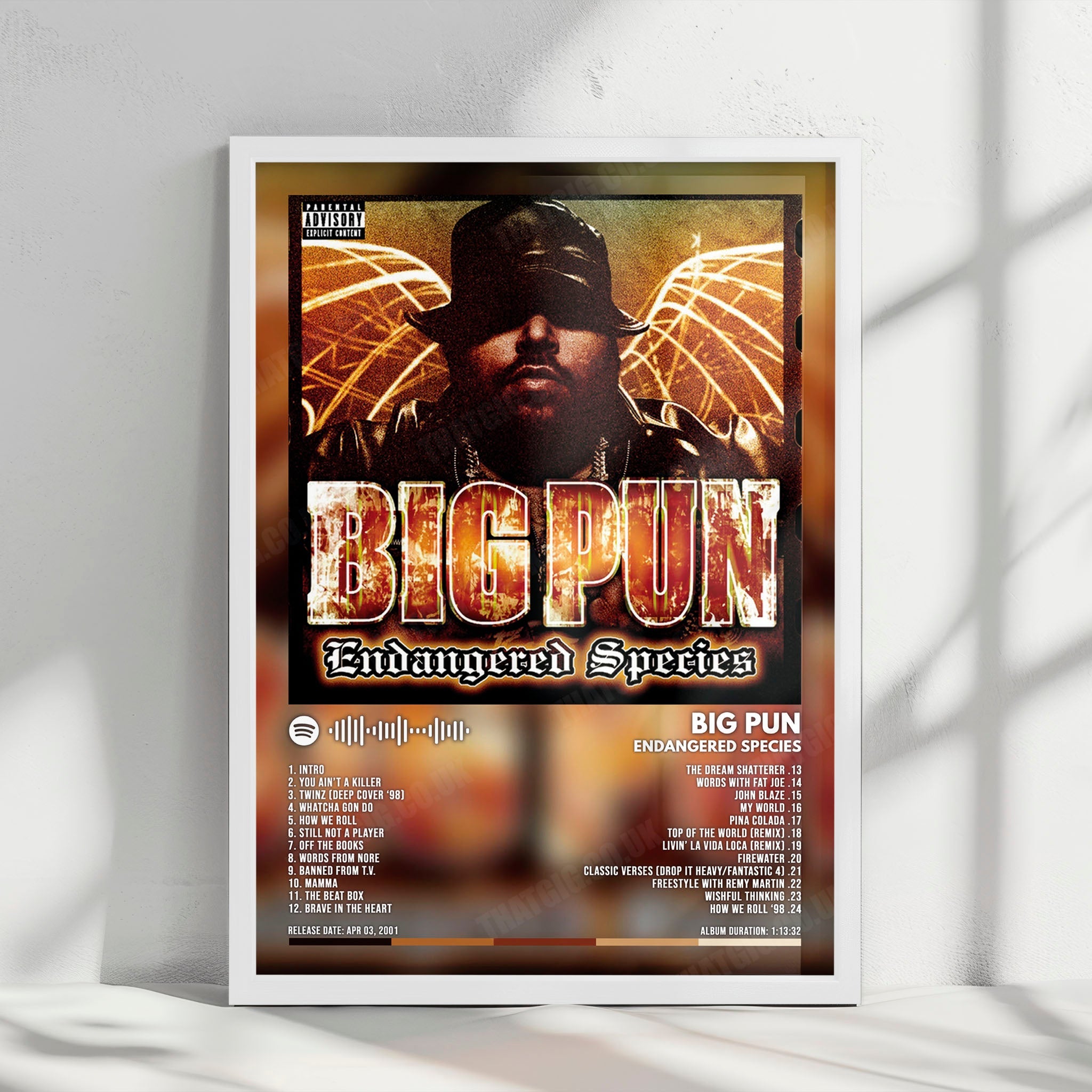 Big Pun "Endangered Species" Album Cover Poster - with Complete Tracklist
