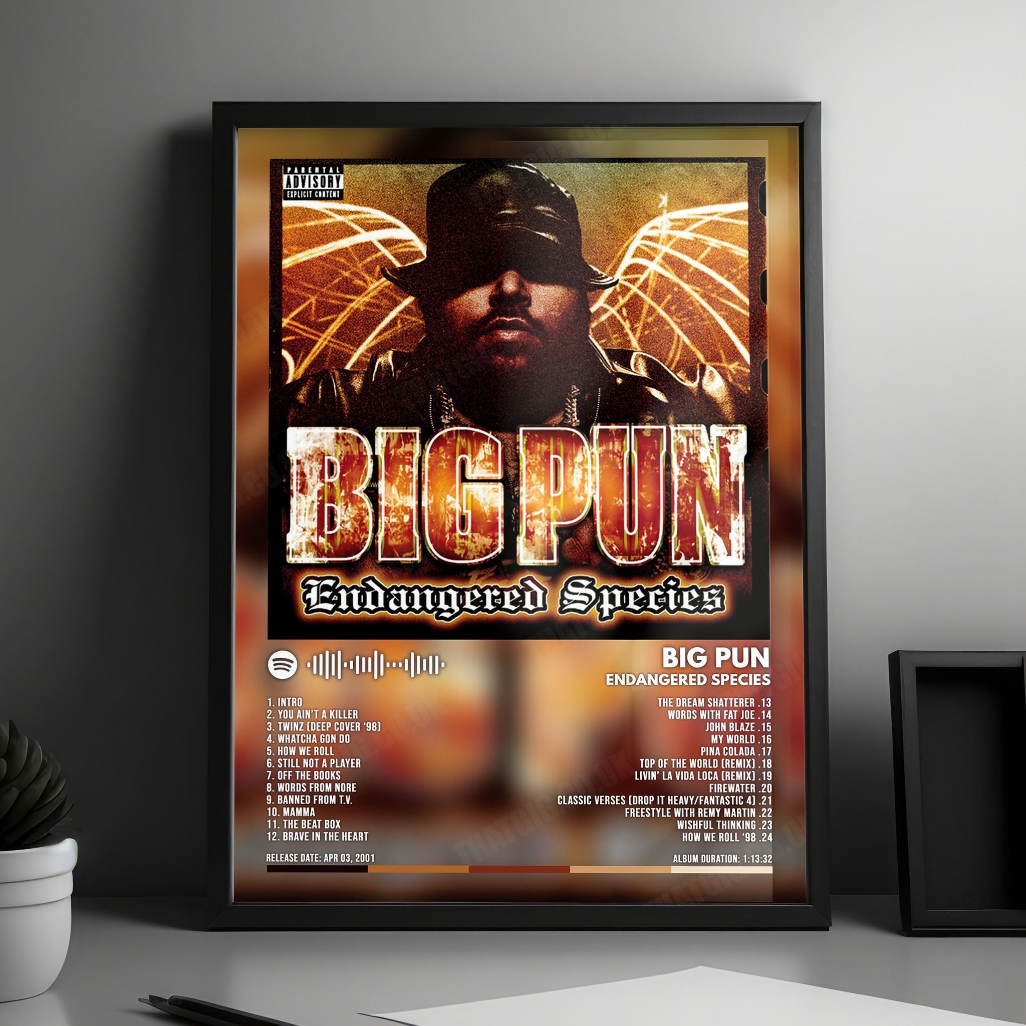 Big Pun "Endangered Species" Album Cover Poster - with Complete Tracklist