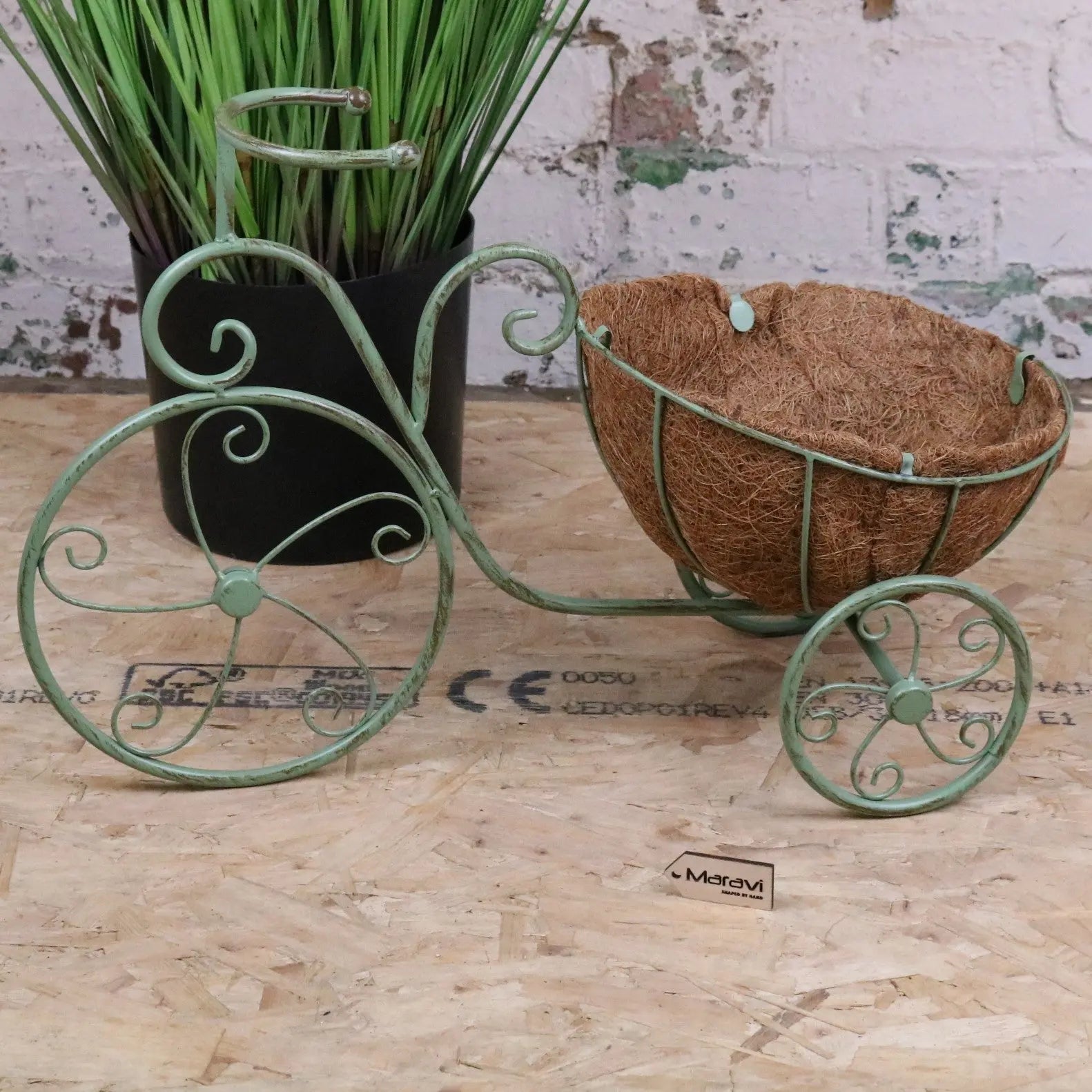 Bike Garden Planter Metal Vintage Green