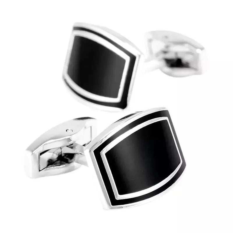 Black Enamel Oblong Cufflinks