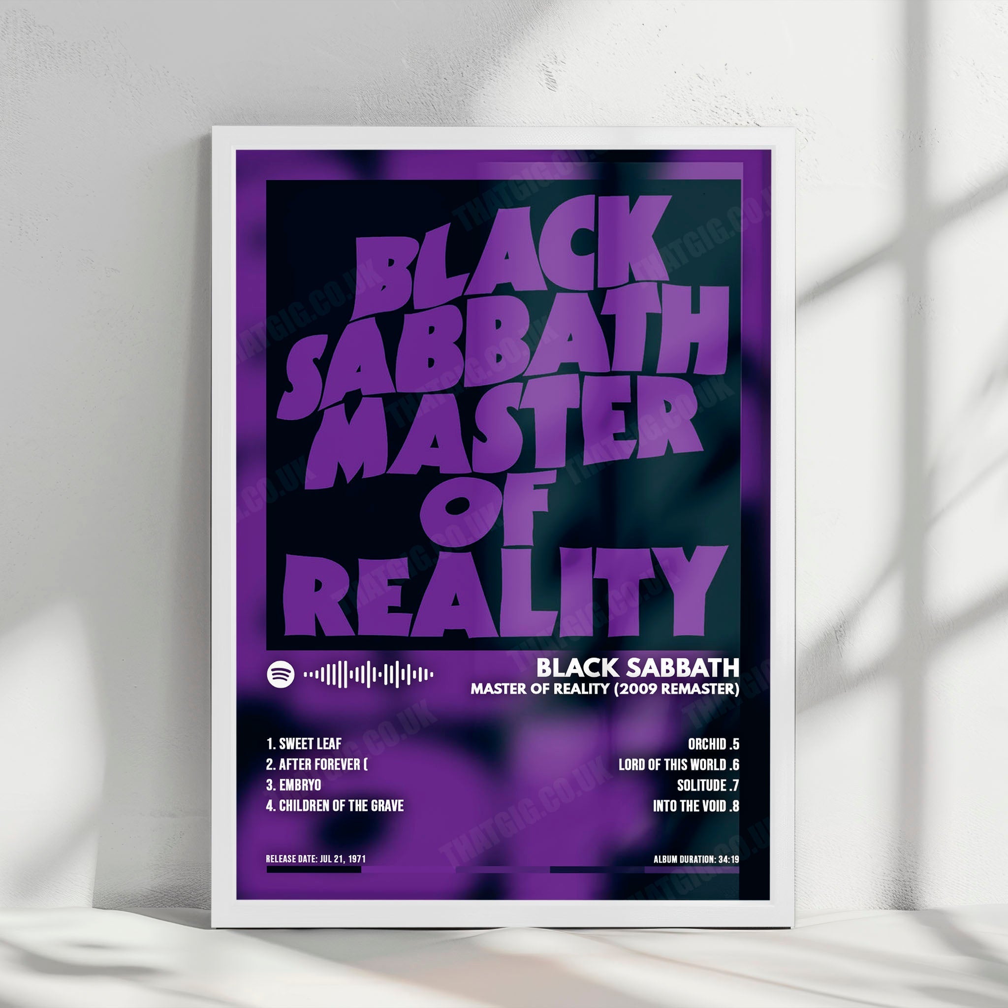 Black Sabbath "Master of Reality" Album Cover Poster - with Complete Tracklist