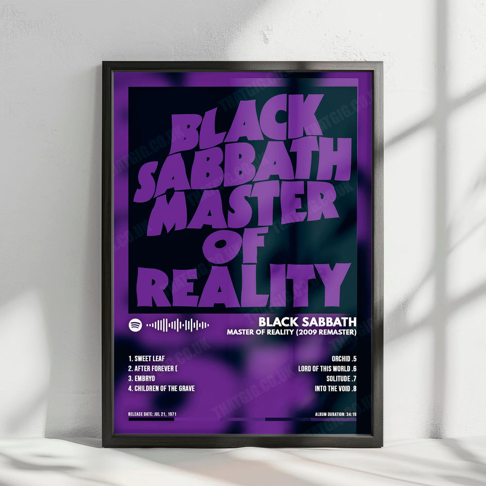 Black Sabbath "Master of Reality" Album Cover Poster - with Complete Tracklist