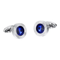 Blue Crystal Round Cufflinks