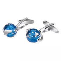 Blue Enamel Globe Cufflinks