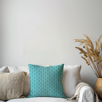 Turquoise and White Modern Geometric Cushion Cover – Blue Cotton Cushion Cover