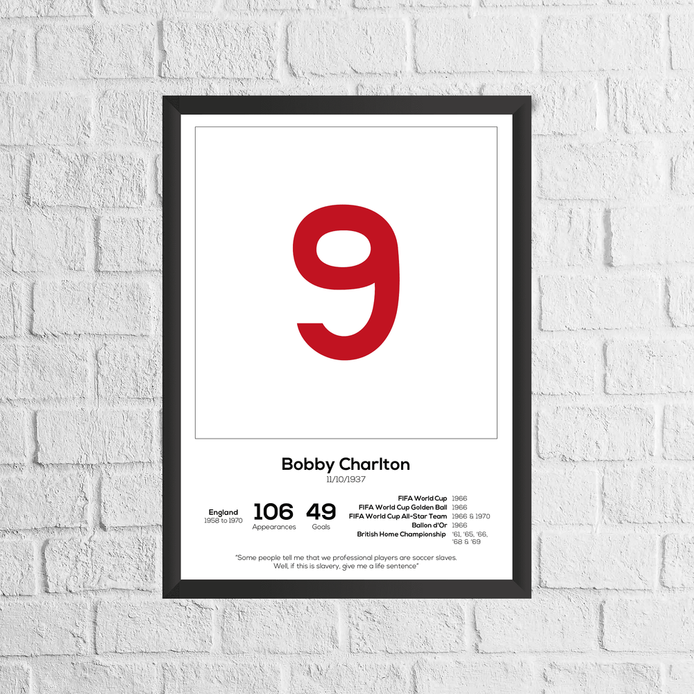 Bobby Charlton England Legend Stats Print