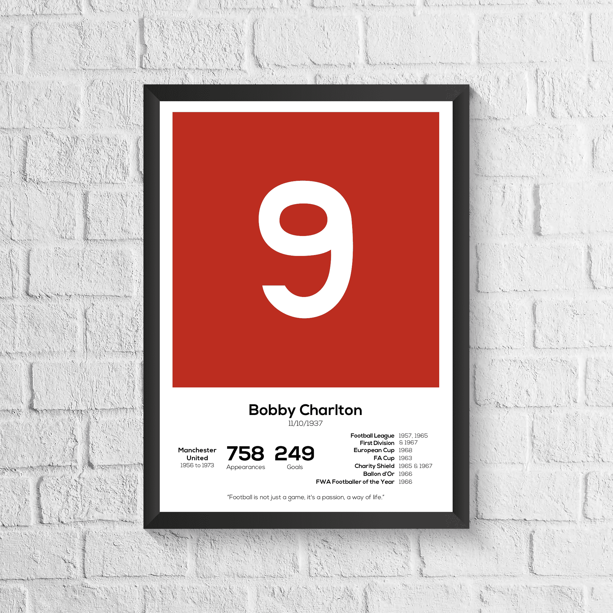 Bobby Charlton Legend Stats Print