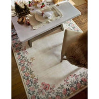Eco-Washable Cream Rug Flower Design
