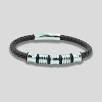 Brown Genuine Braided Leather Bracelet with Silver Charms
