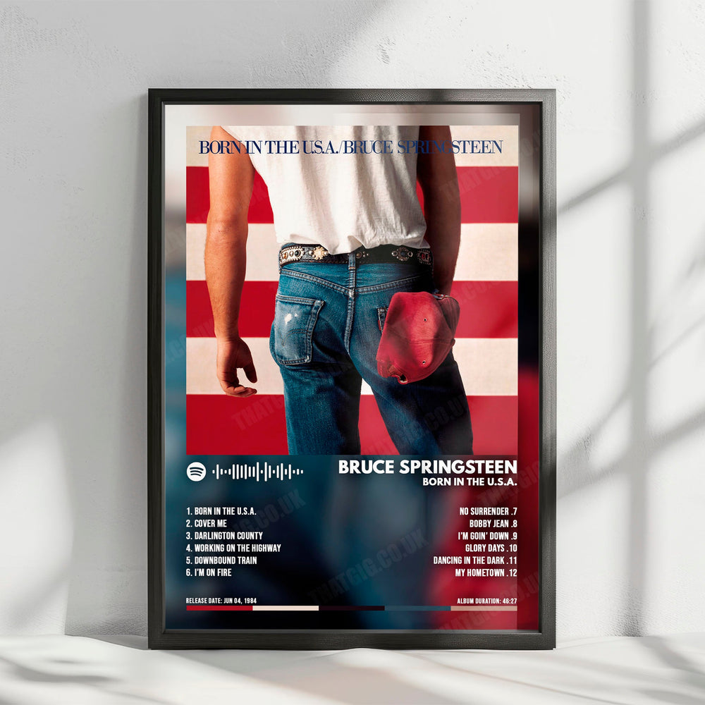 Bruce Springsteen "Born in the U.S.A." Album Cover Poster - with Complete Tracklist