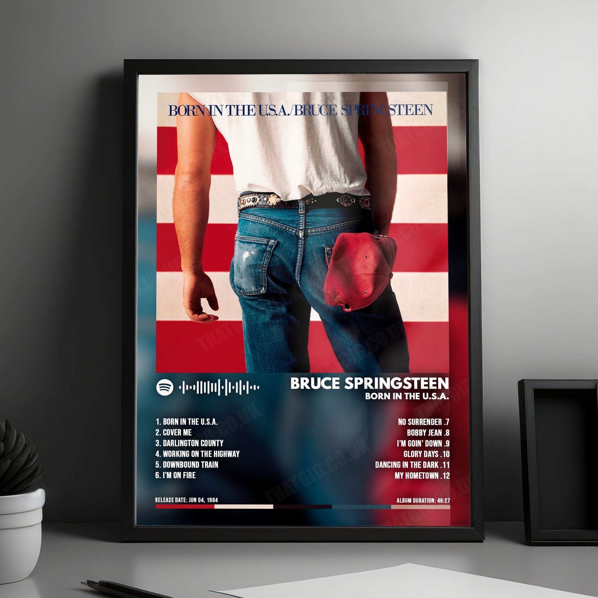 Bruce Springsteen "Born in the U.S.A." Album Cover Poster - with Complete Tracklist