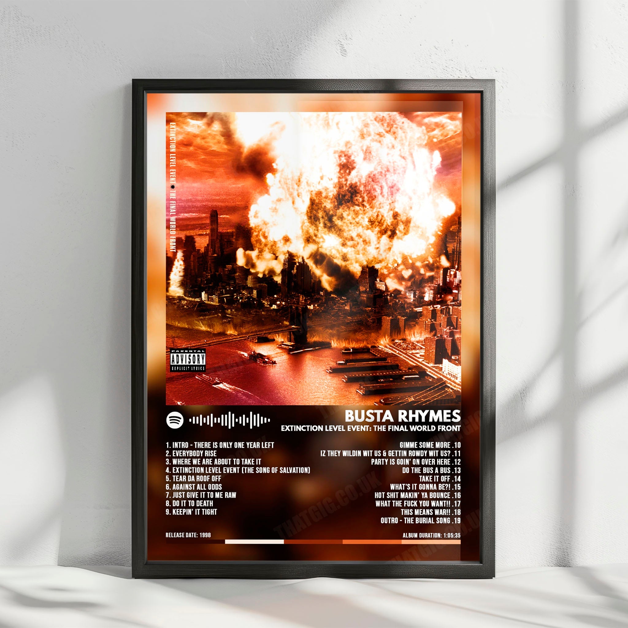 Busta Rhymes "E.L.E. (Extinction Level Event): The Final World Front" Album Cover Poster - with Complete Tracklist