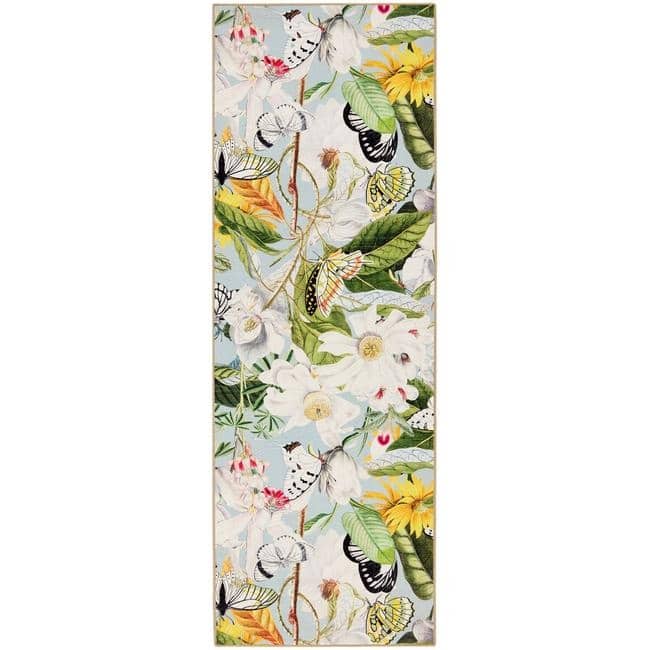 Eco-Washable Multicolour Rug Floral Design