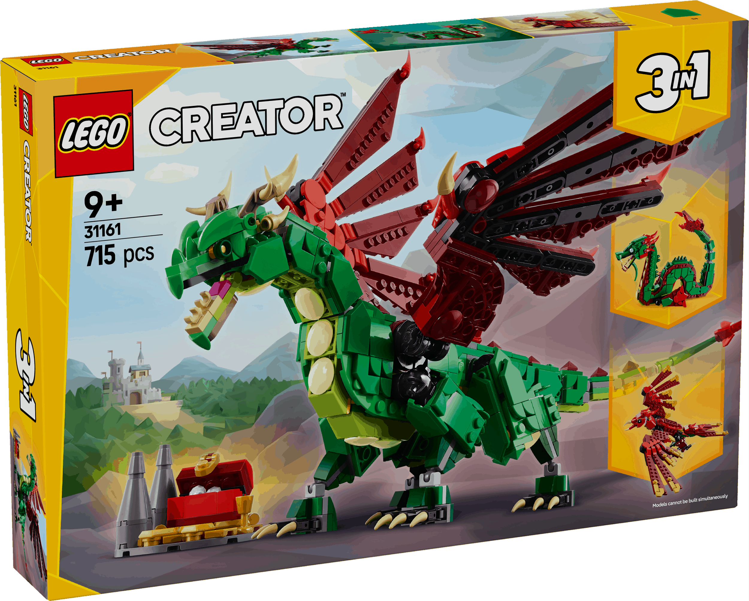 Lego Creator 3 in 1 31161 Medieval Dragon Toy Playset for Ages 9 & Up