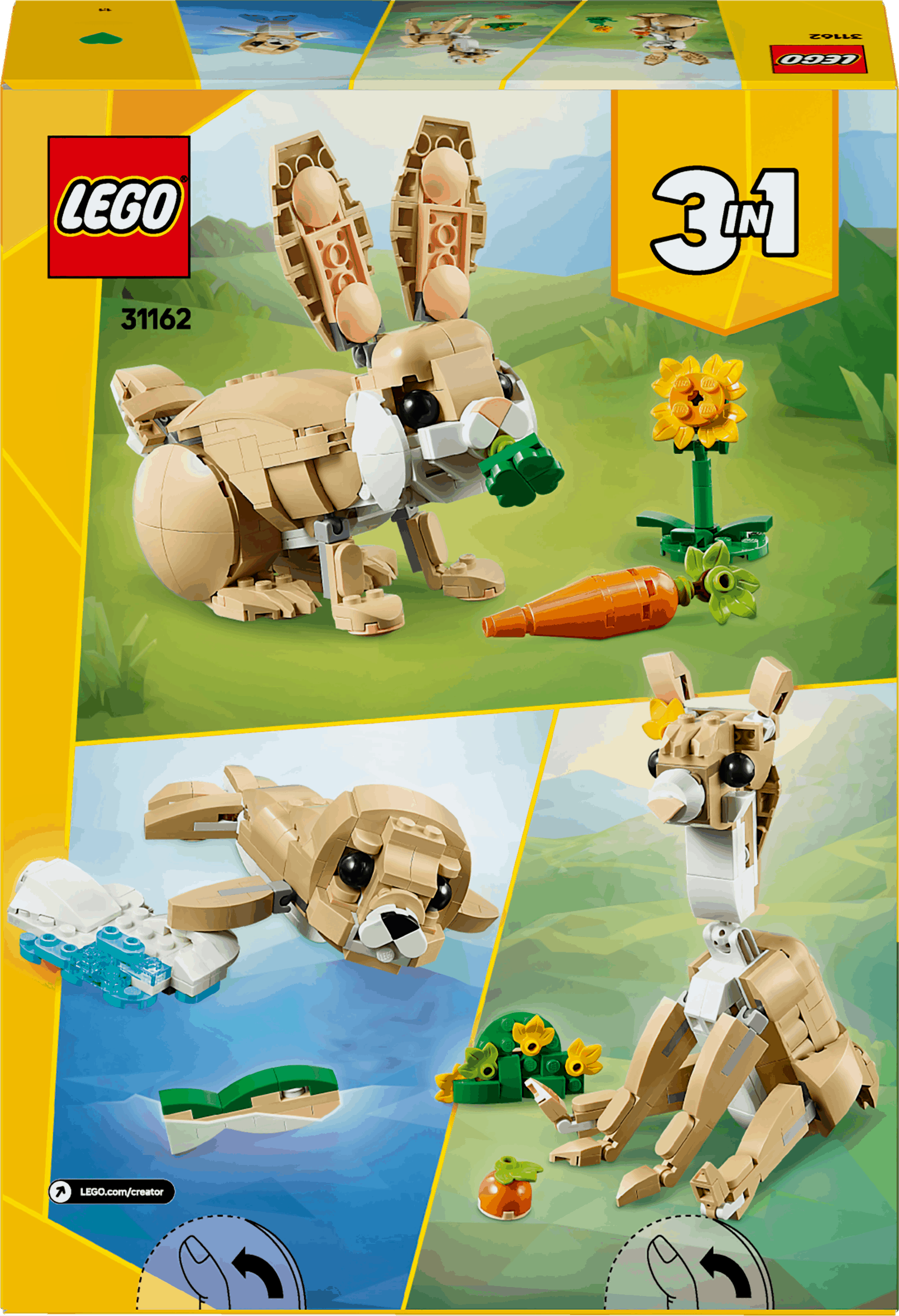Lego Creator 3 in 1 31162 Cute Bunny Rebuildable Toy for Ages 8 and Up
