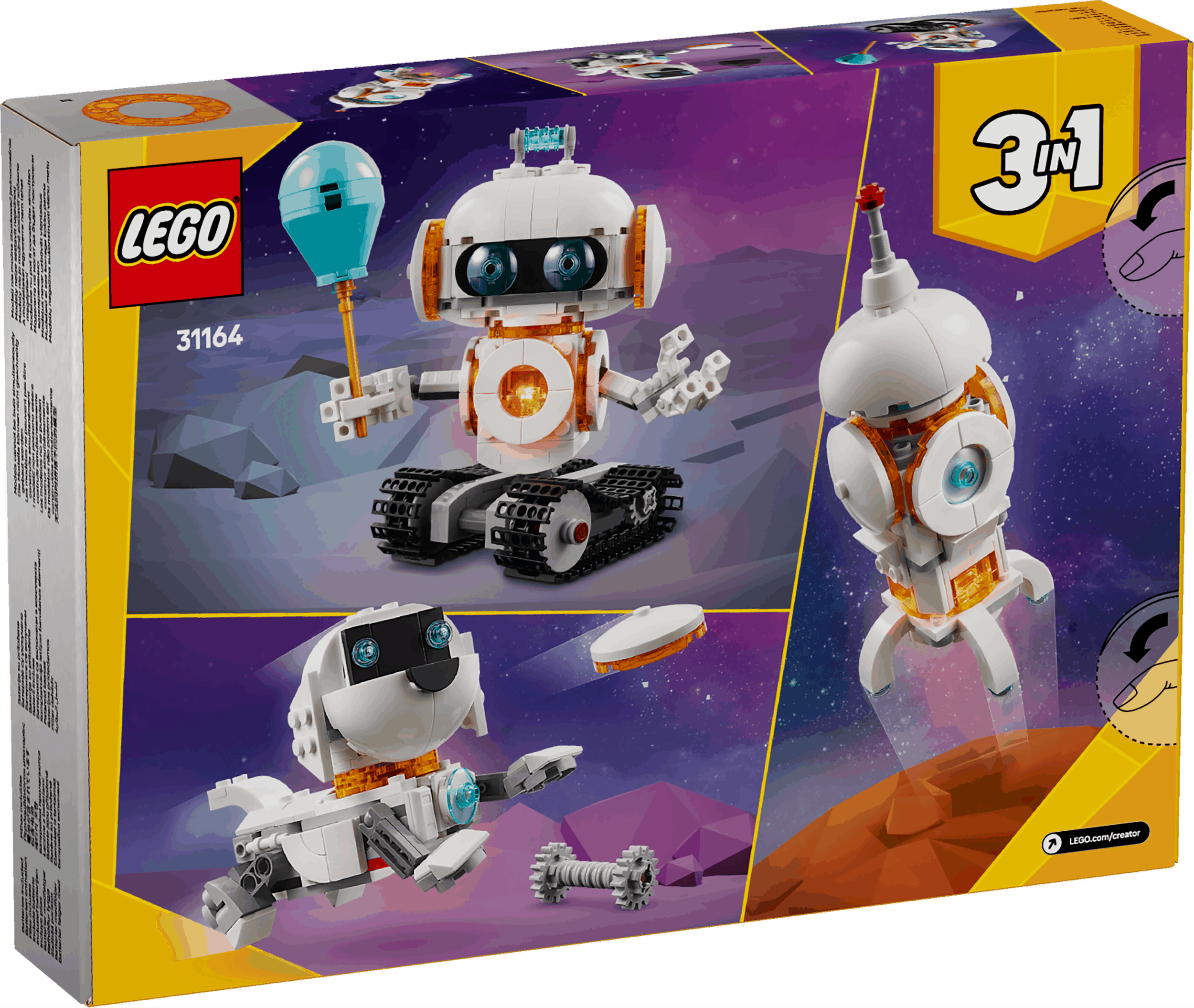 Lego Creator 3 in 1 31164 Space Robot Rebuildable Toy for Ages 8 & Up