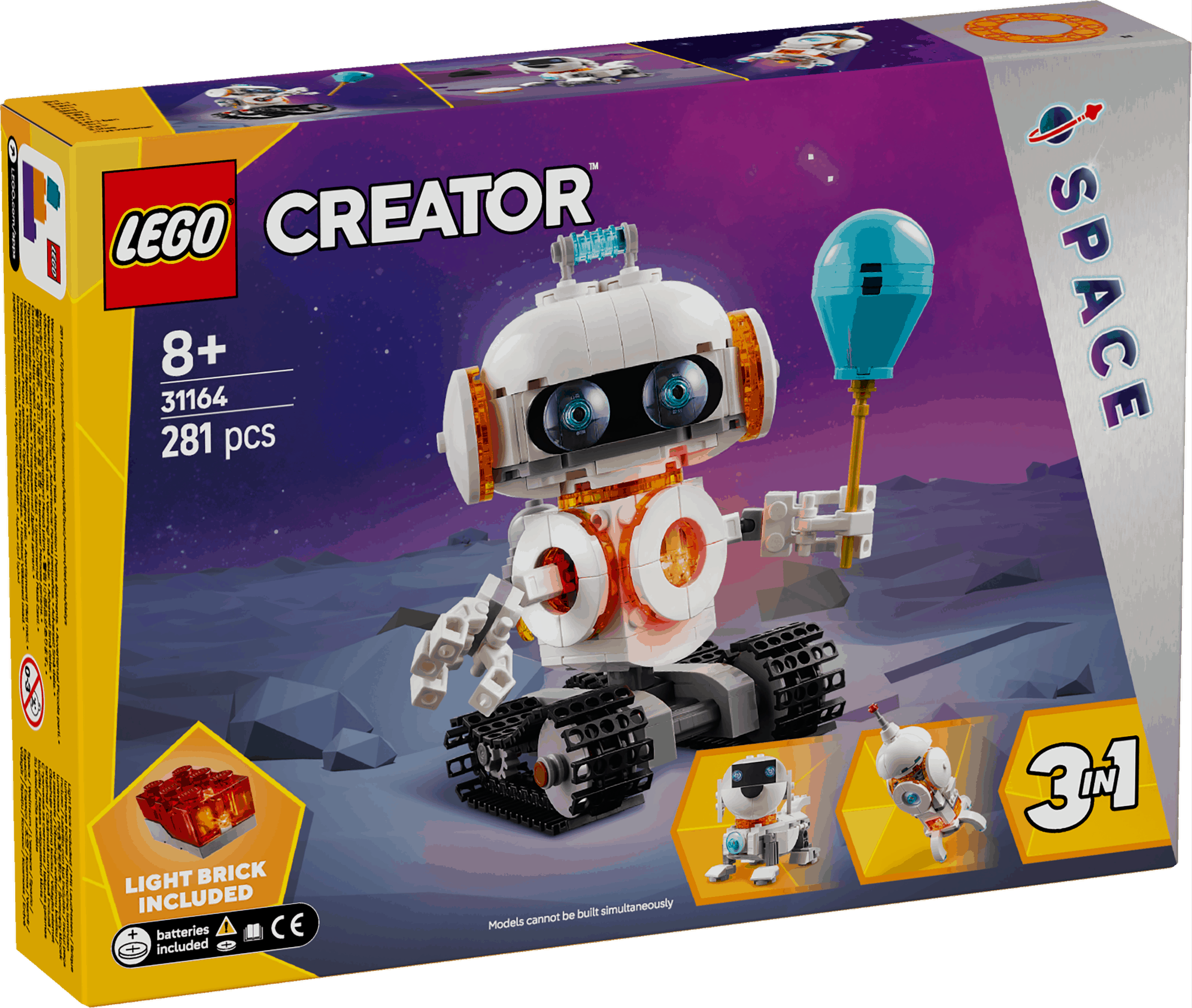 Lego Creator 3 in 1 31164 Space Robot Rebuildable Toy for Ages 8 & Up