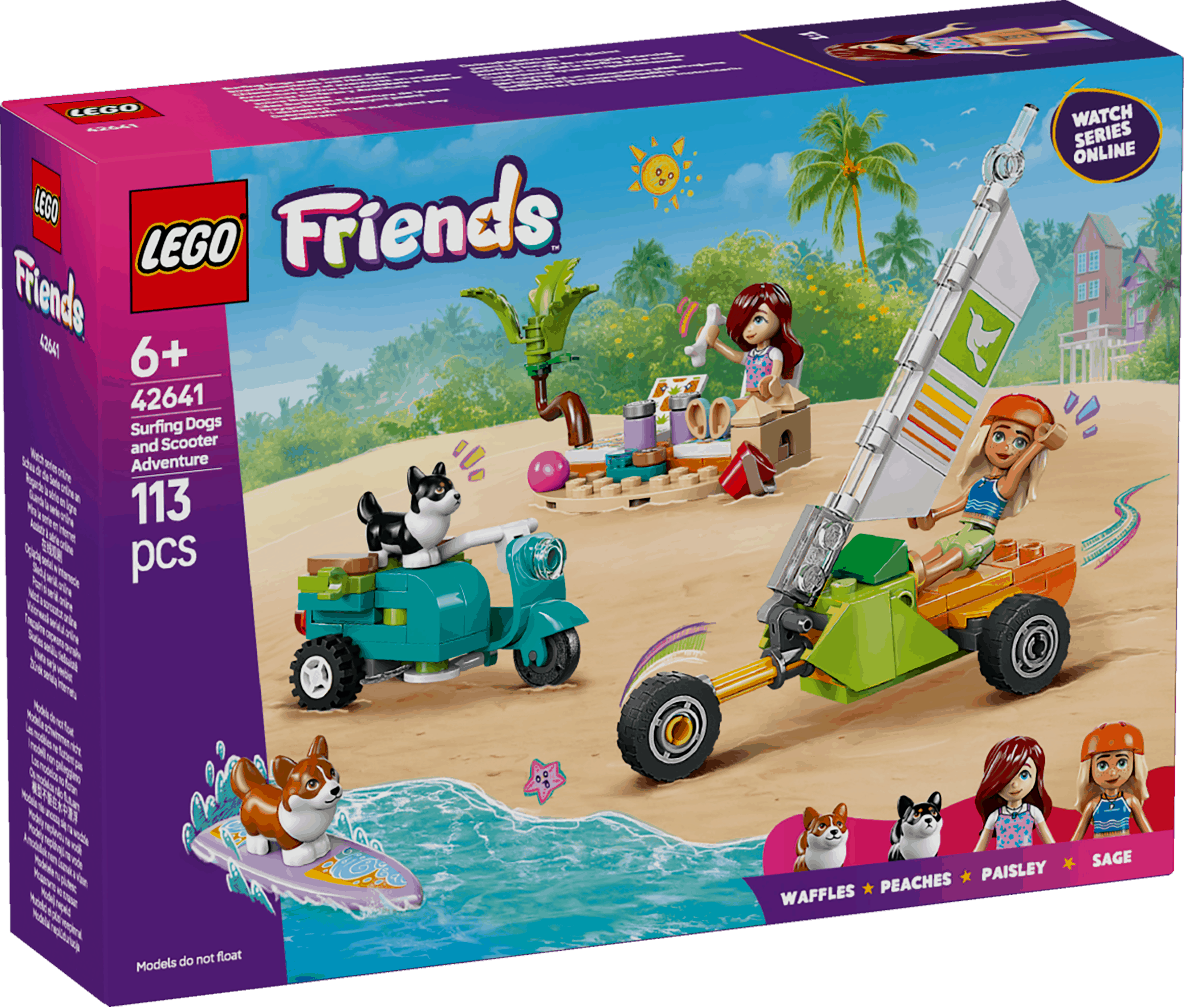 Lego Friends 42641 Surfing Dogs & Scooter Adventure Playset for Age 6+