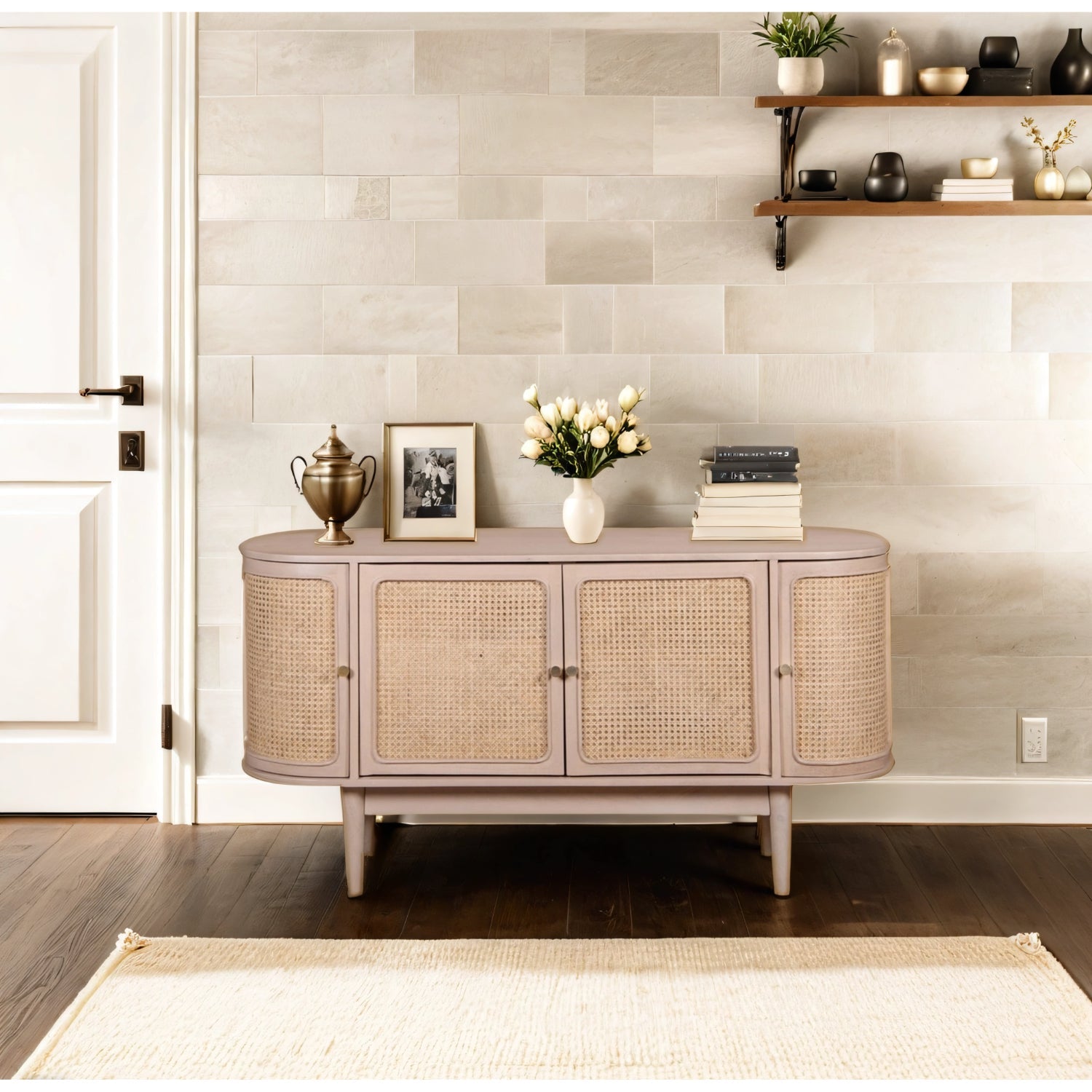 Chester Cane And Wood 4 Doors Sideboard
