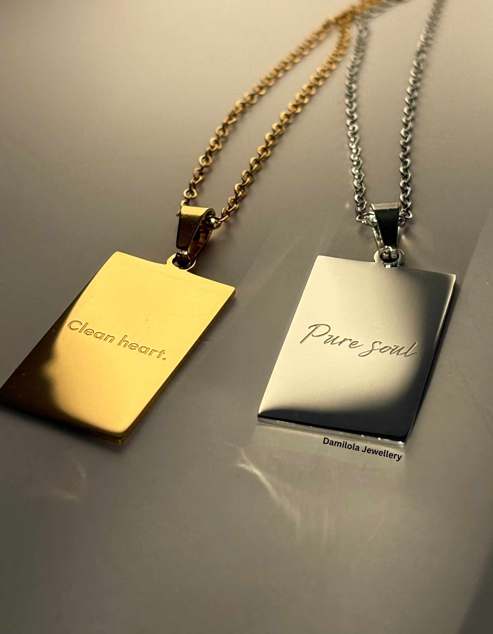 ‘Clean heart. Pure soul’ Necklace - Gold/Silver - Double sided