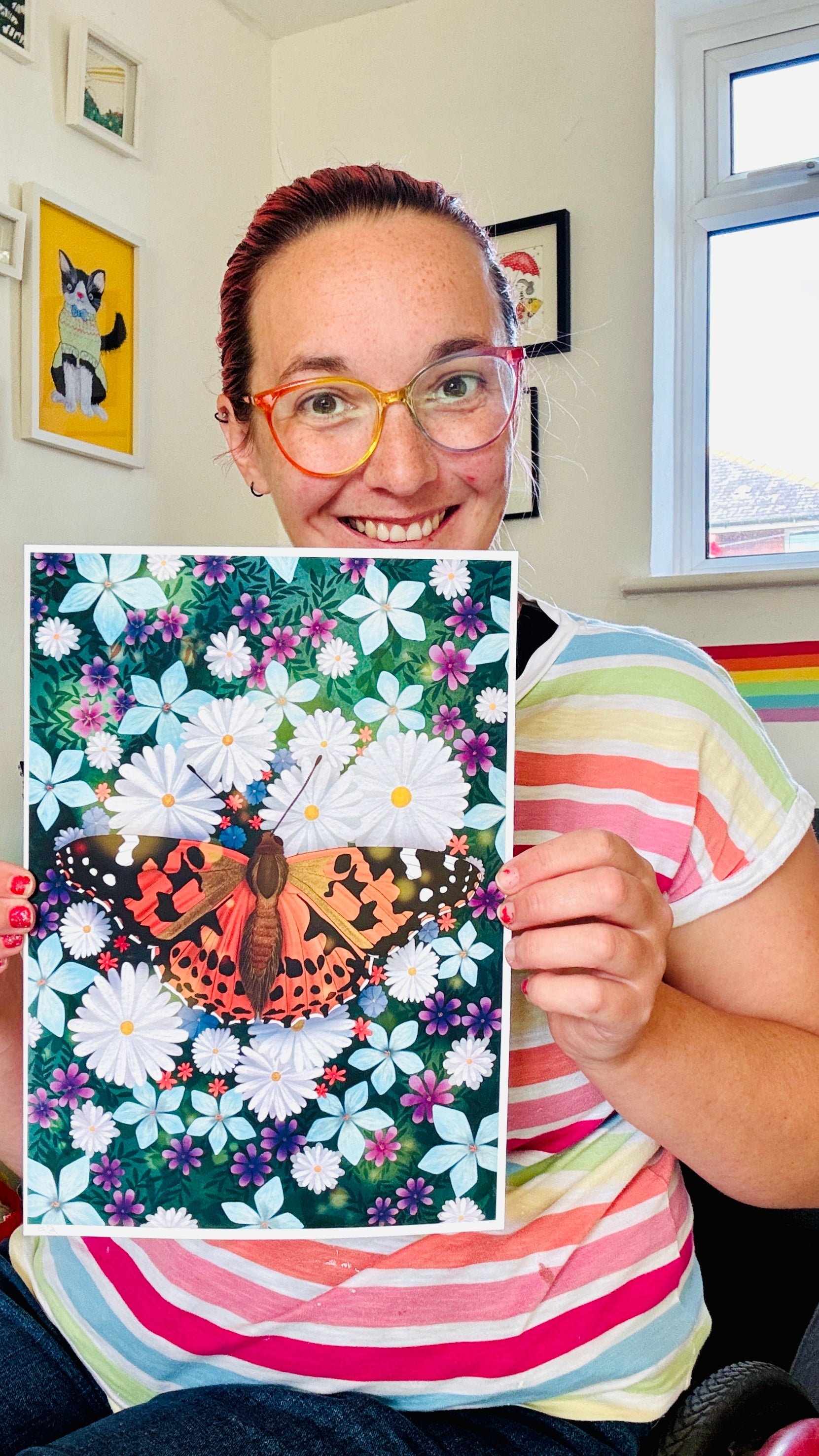 Butterfly and Wildflower Art Print- Multiple Sizes Available