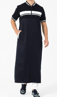 Long Thobe Kamees for Muslim Men QL NV R24 in Navy Blue