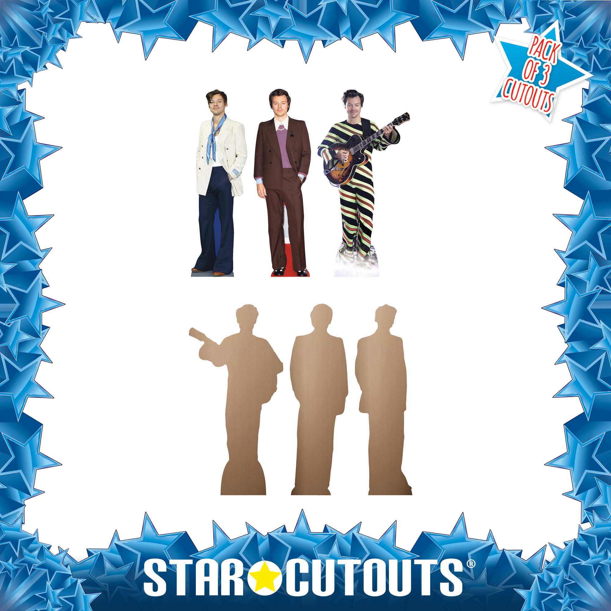 CS1193 Harry Three Pack Shelf Top Cutout  Cardboard Cut Out Height 31cm