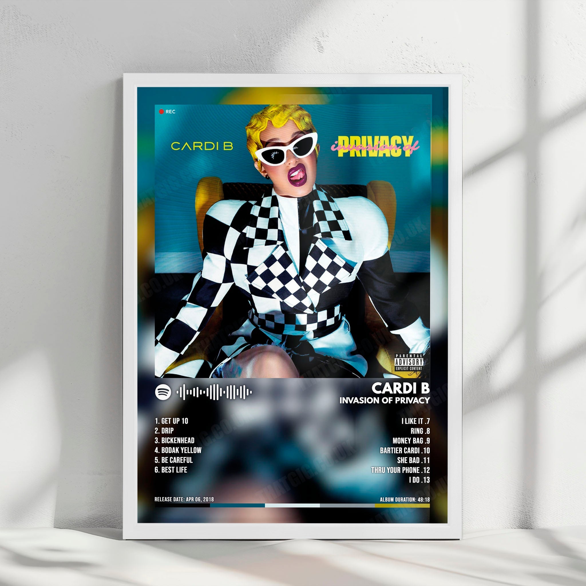 Cardi B "Invasion of Privacy" Album Cover Poster - with Complete Tracklist