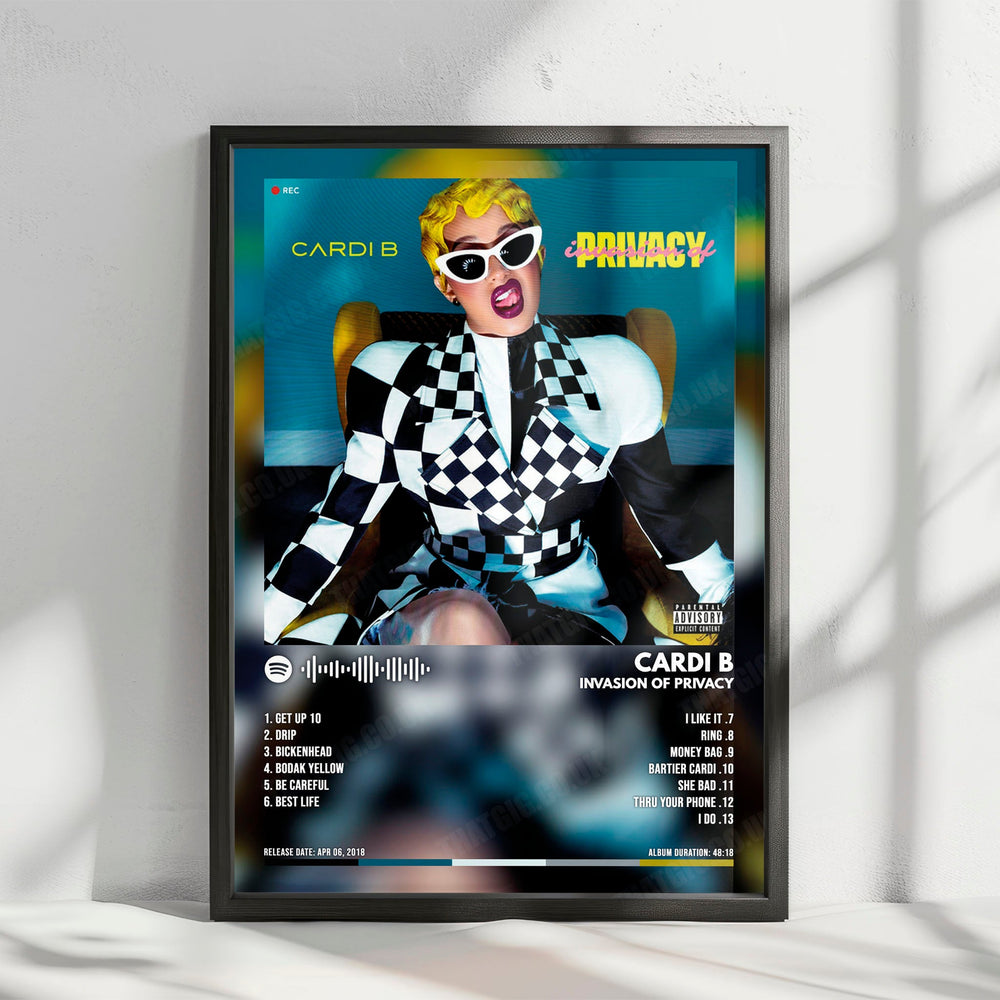 Cardi B "Invasion of Privacy" Album Cover Poster - with Complete Tracklist
