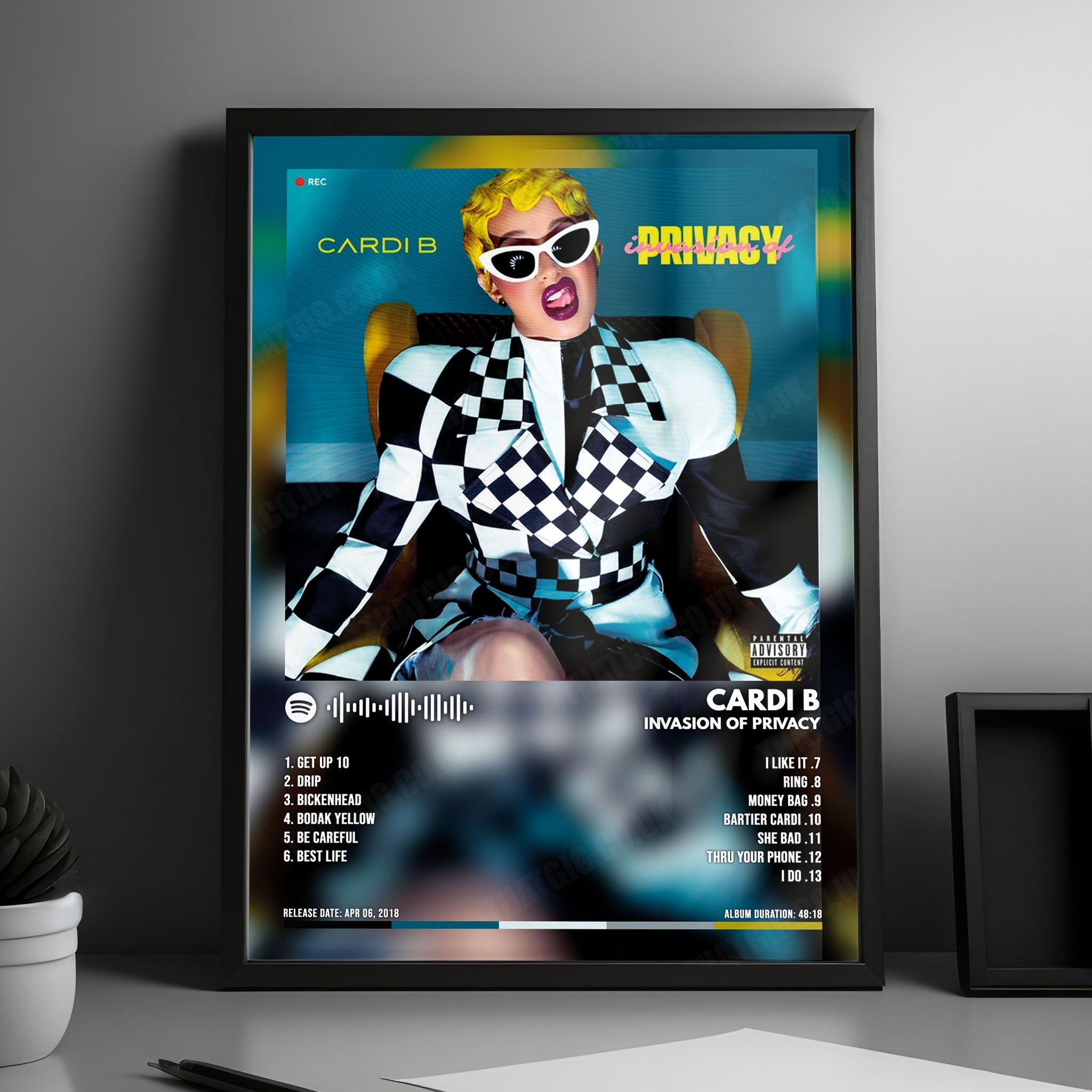 Cardi B "Invasion of Privacy" Album Cover Poster - with Complete Tracklist