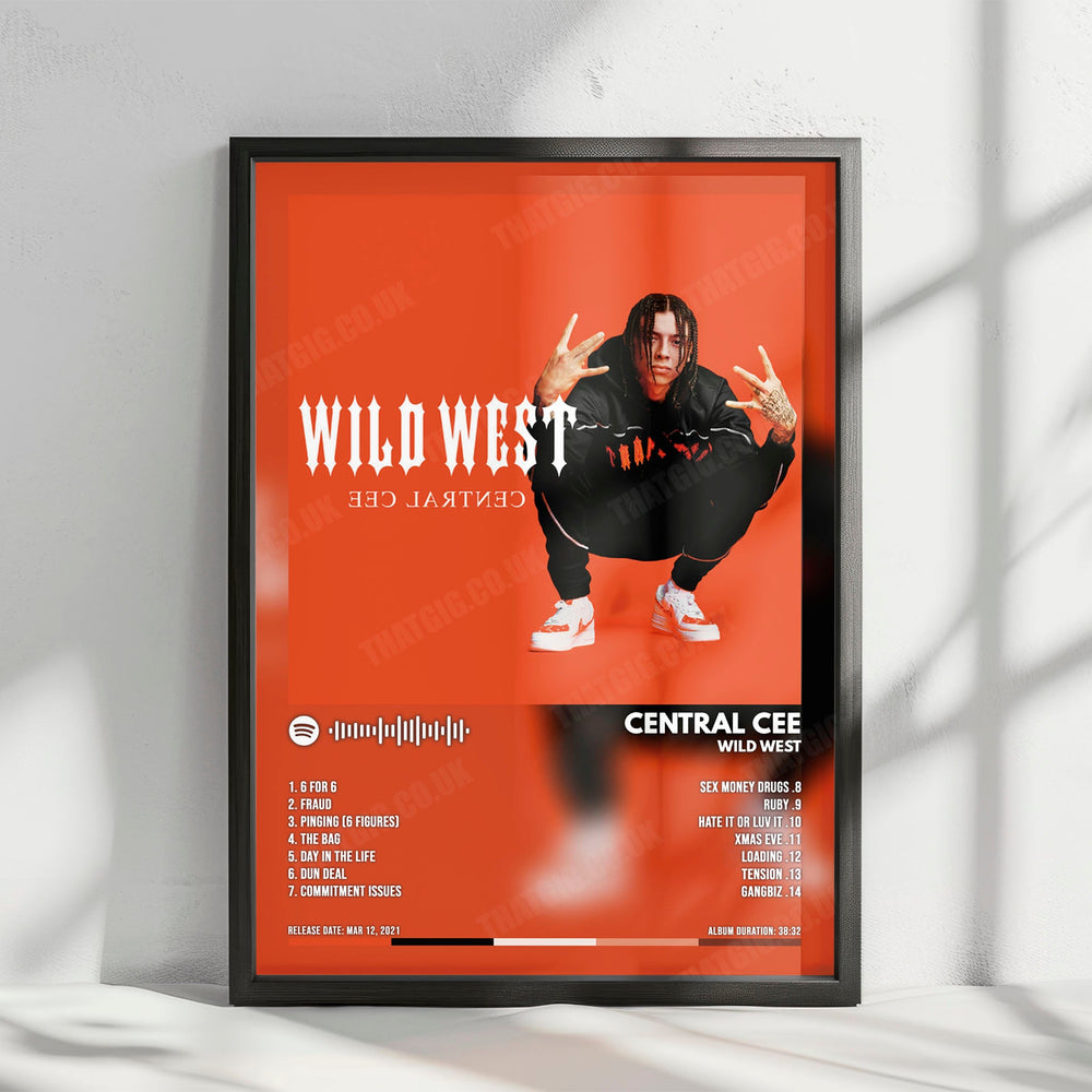 Central Cee "Wild West" Album Cover Poster - with Complete Tracklist