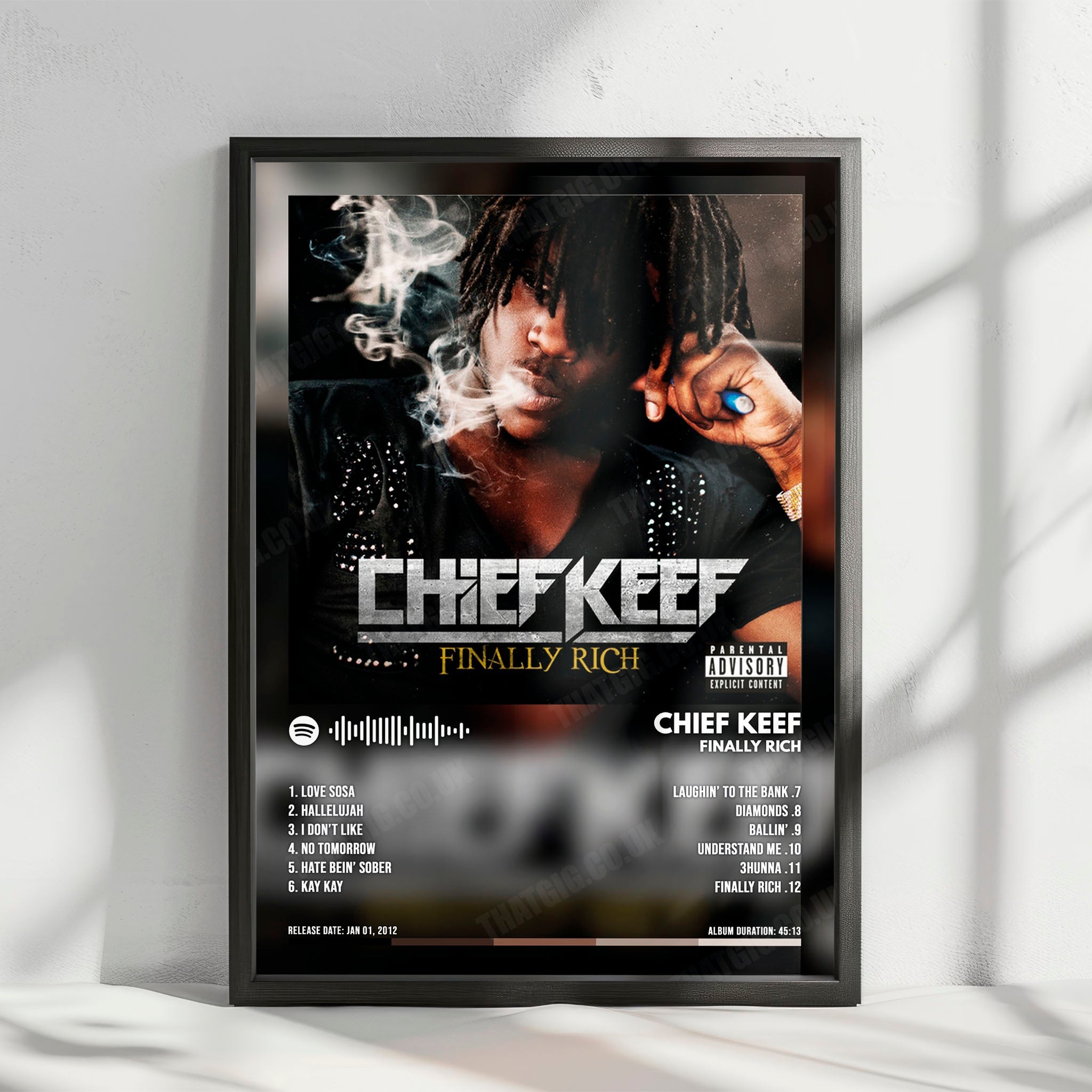Chief Keef "Finally Rich" Album Cover Poster - with Complete Tracklist