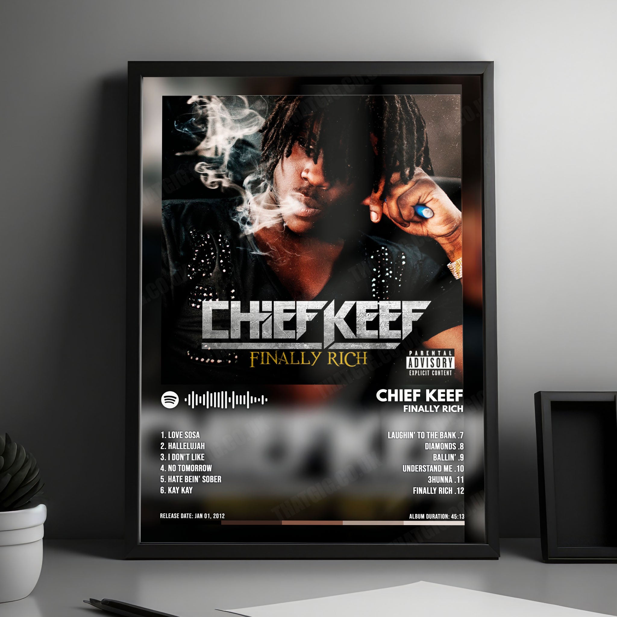 Chief Keef "Finally Rich" Album Cover Poster - with Complete Tracklist