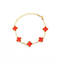 Gold Clover Bracelet (Red)
