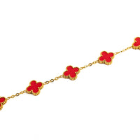 Gold Clover Bracelet (Red)