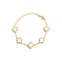 Gold Clover Bracelet (White)