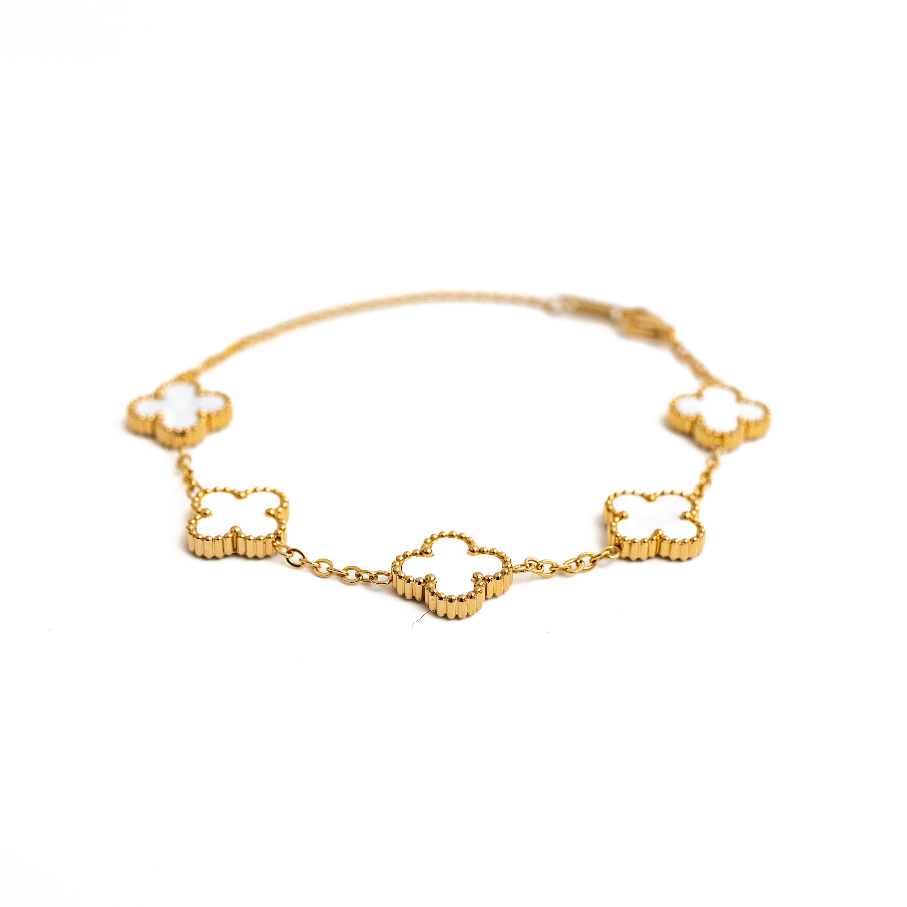 Gold Clover Bracelet (White)