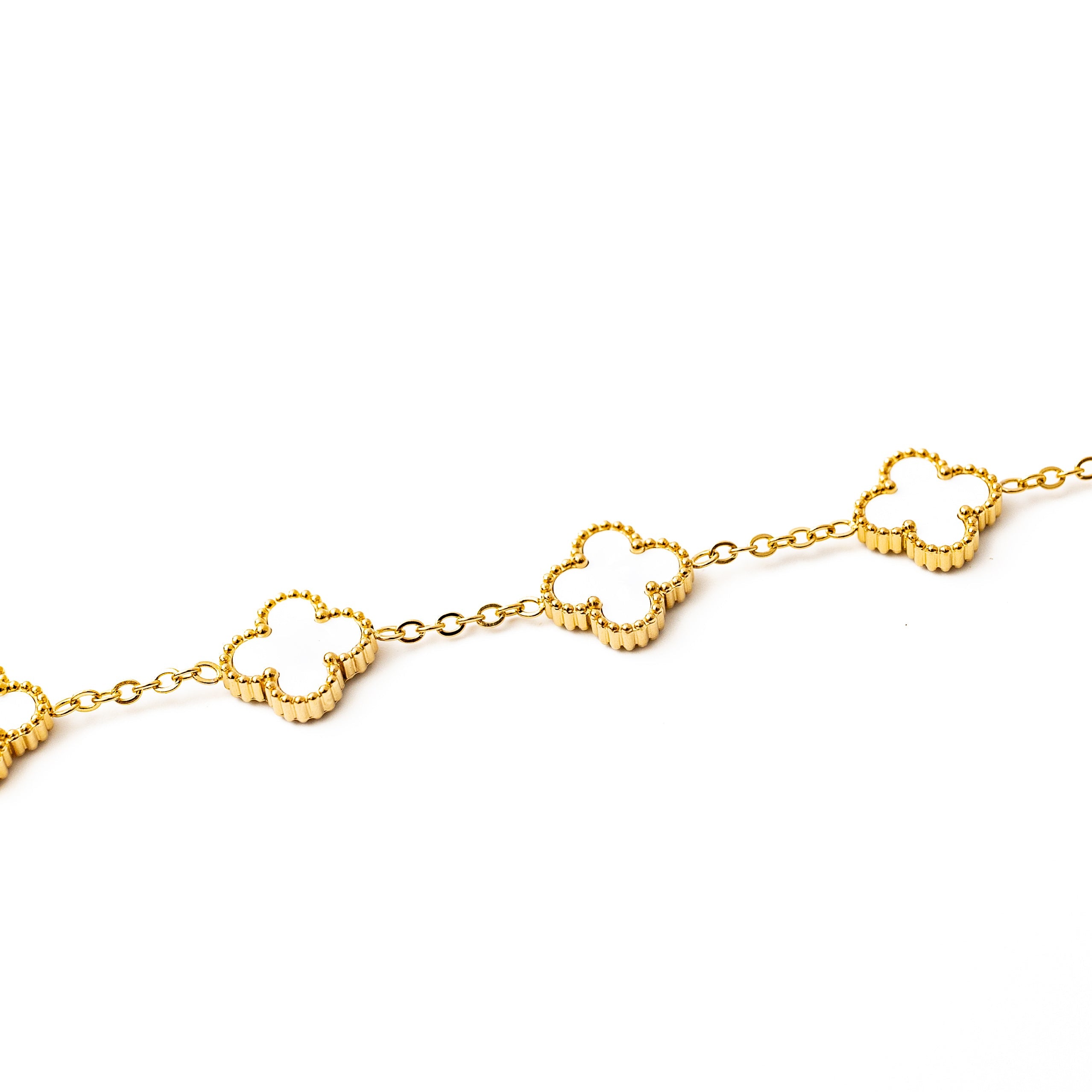 Gold Clover Bracelet (White)