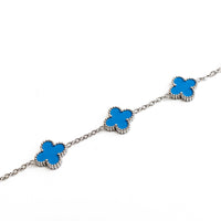 Silver Clover Bracelet (Blue)