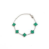 Silver Clover Bracelet (Green)