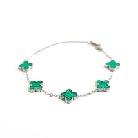 Silver Clover Bracelet (Green)