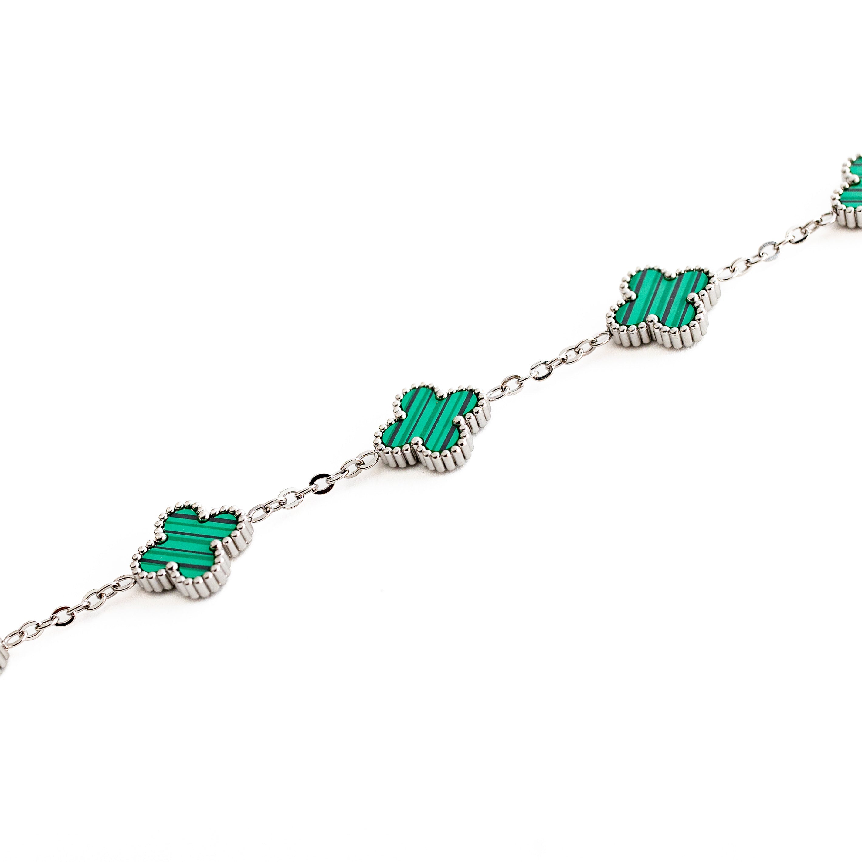 Silver Clover Bracelet (Green)